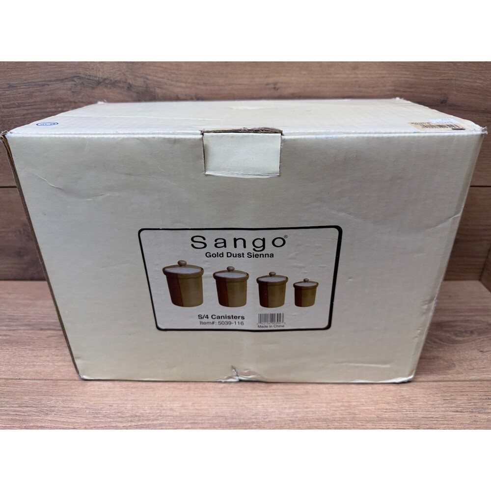 Sango Gold Dust Sienna 5039-116 Stoneware 4 Pc Canister Set w/ Lids - New!